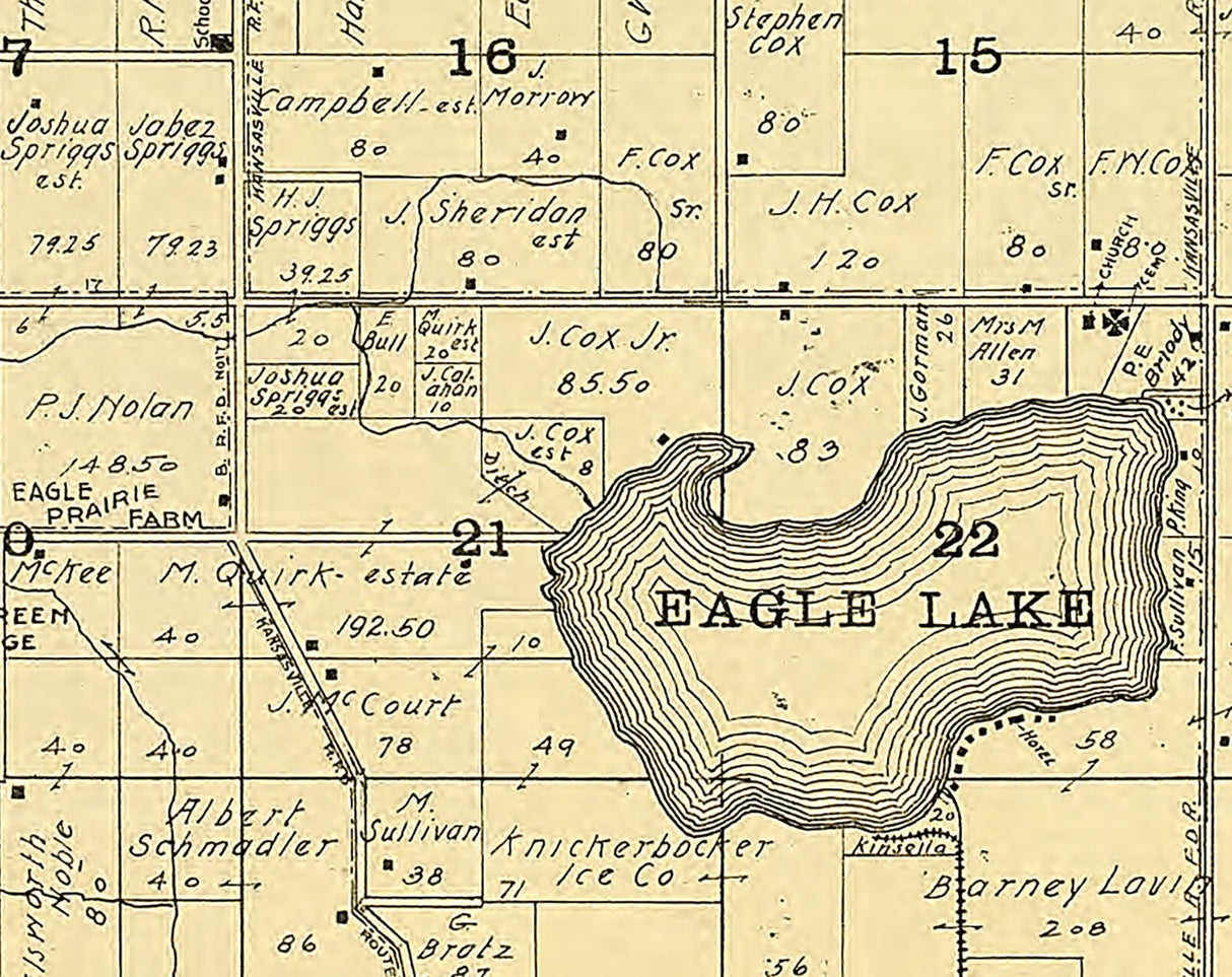 1908 Map of Dover Township Racine County Wisconsin