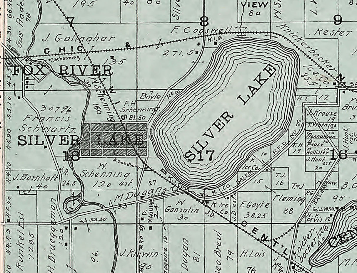 1908 Map of Salem Township Kenosha County Wisconsin