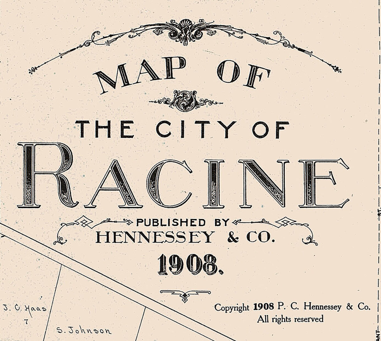 1908 Town Map of Racine Racine County Wisconsin