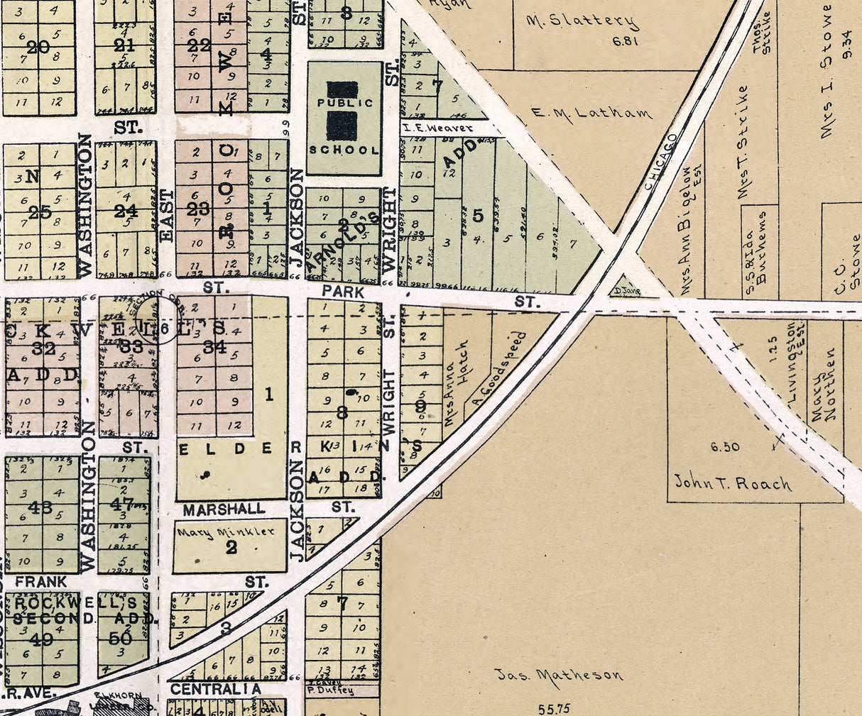 1907 Town Map of Elkhorn Walworth County Wisconsin