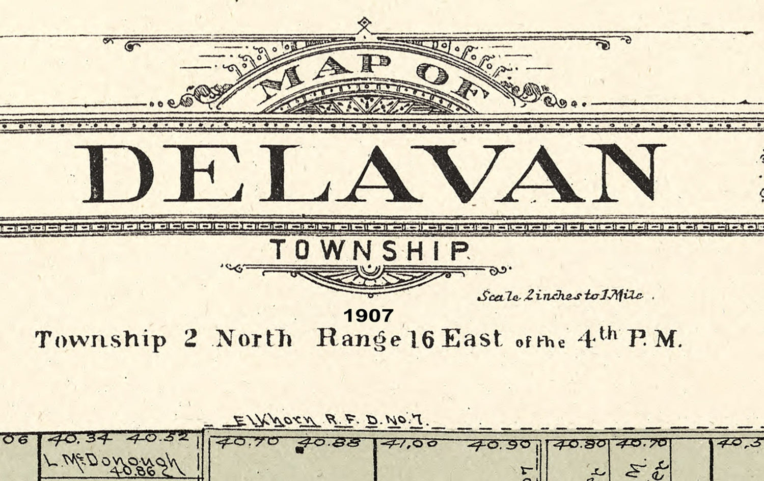 1907 Map of Delavan Township Walworth County Wisconsin