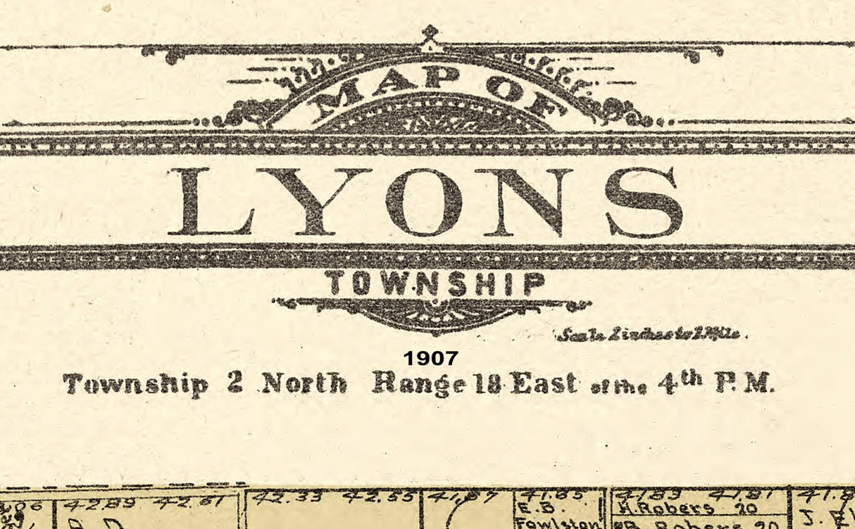 1907 Map of Lyons Township Walworth County Wisconsin