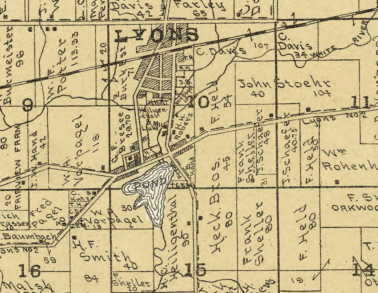 1907 Map of Lyons Township Walworth County Wisconsin