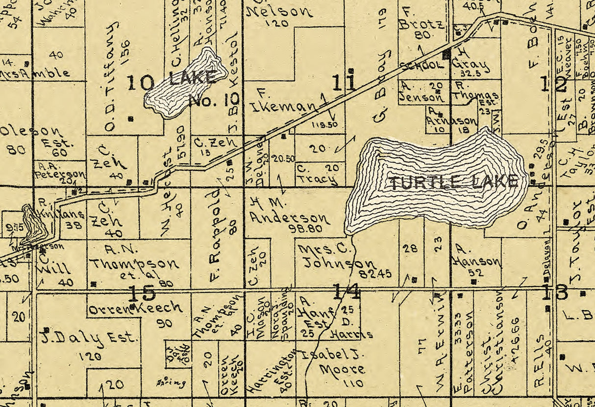 1907 Map of Richmond Township Walworth County Wisconsin
