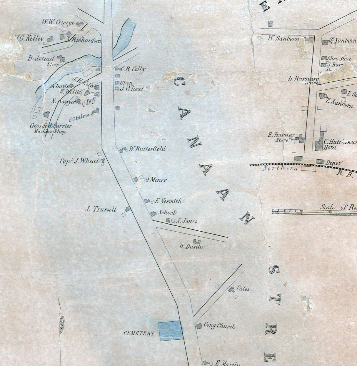 1855 Town Map of Canaan Grafton County New Hampshire