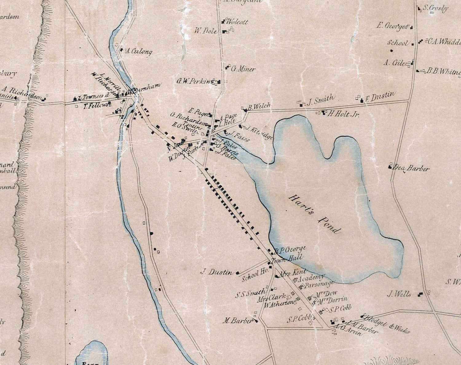 1855 Town Map of Canaan Grafton County New Hampshire