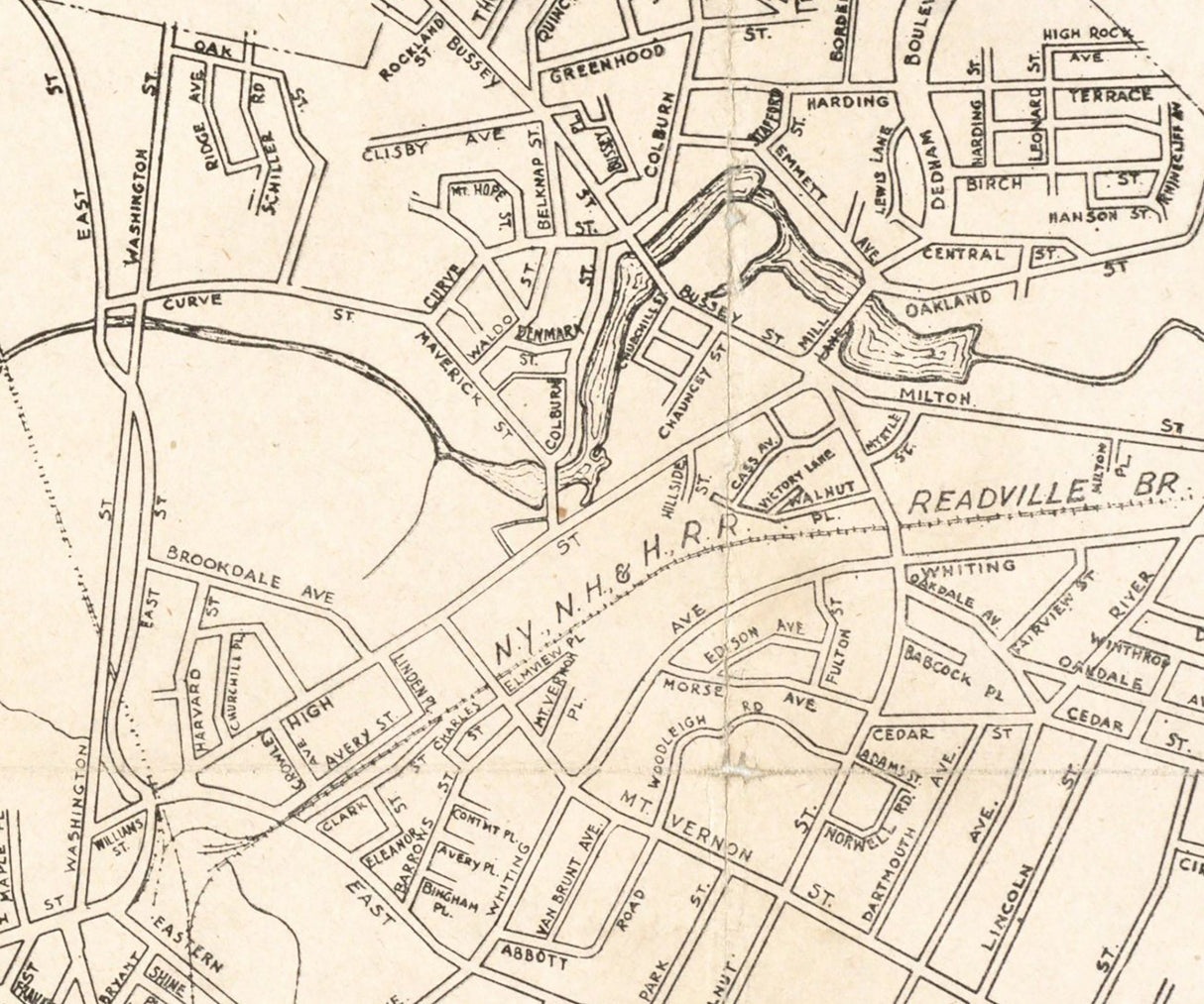 1880 Town Map of Dedham Norfolk County Massachusetts