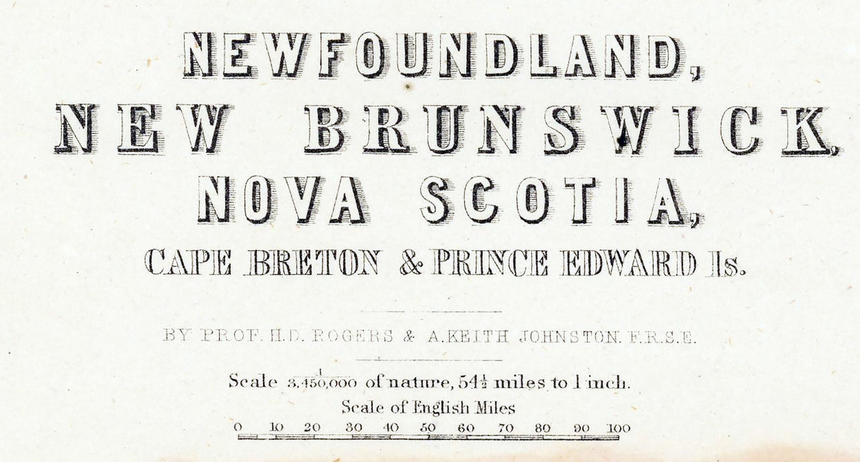 1857 Map of Newfoundland New Brunswick Nova Scotia Cape Breton Island and Prince Edward Island