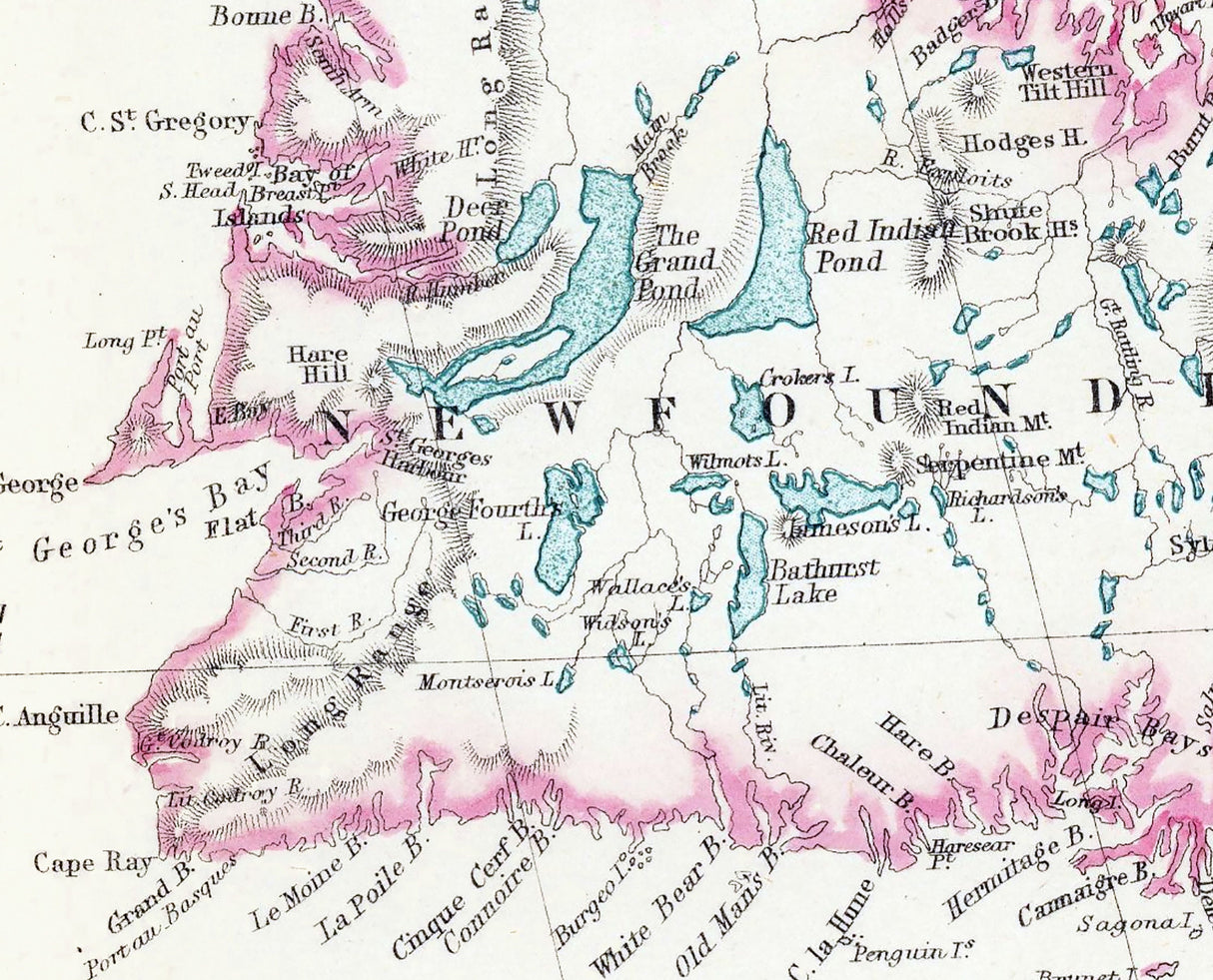 1857 Map of Newfoundland New Brunswick Nova Scotia Cape Breton Island and Prince Edward Island