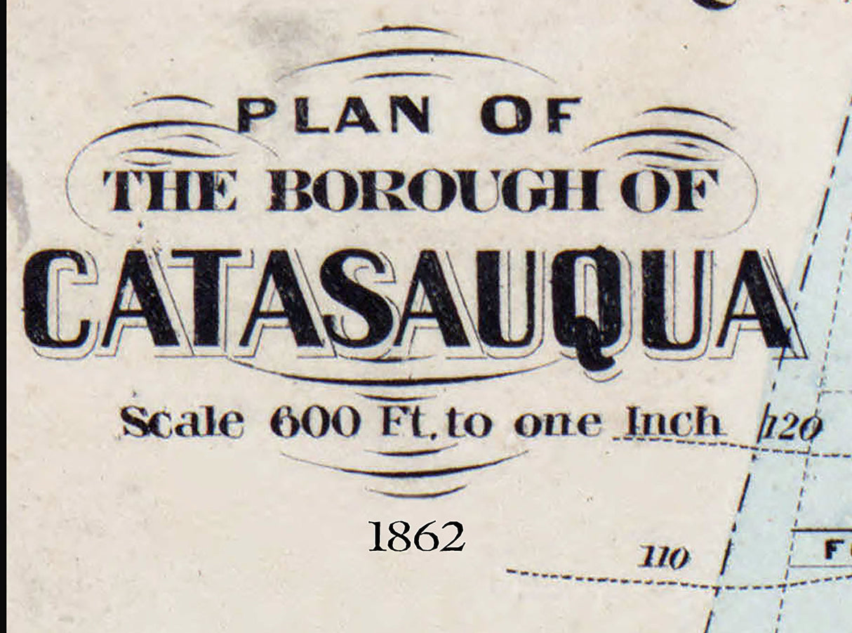 1862 Town Map of Catasauqua Lehigh County Pennsylvania