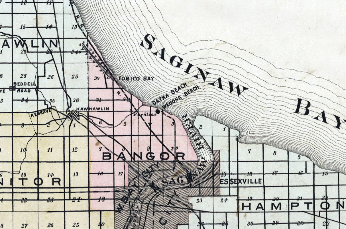 1896 Map of Bay County Michigan