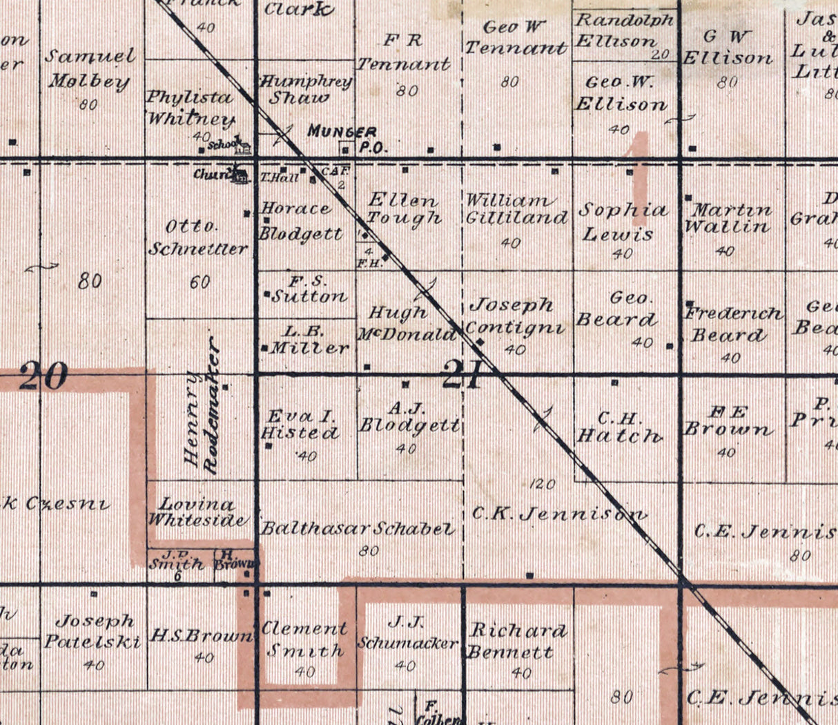 1896 Map of Merritt Township Bay County Michigan