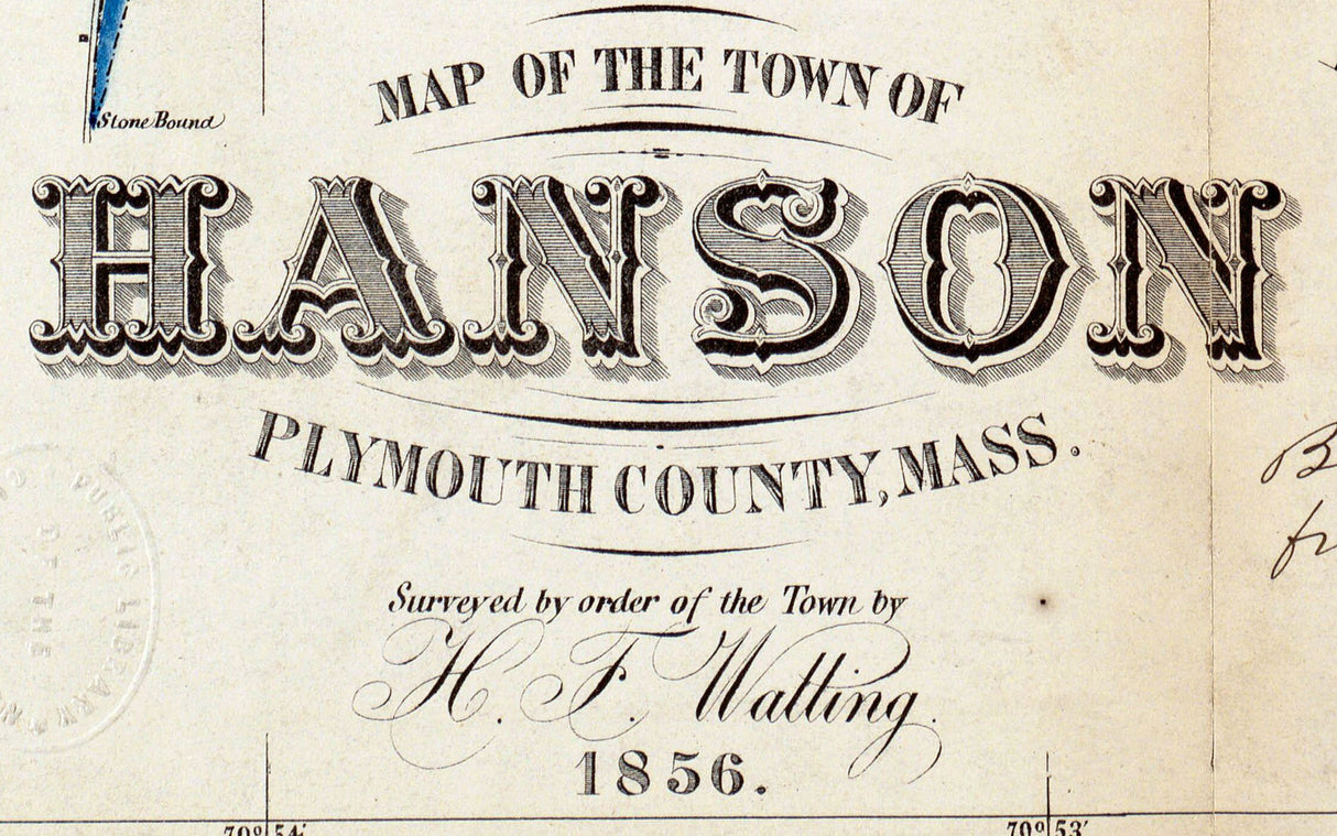 1856 Town Map of Hanson Plymouth County Massachusetts
