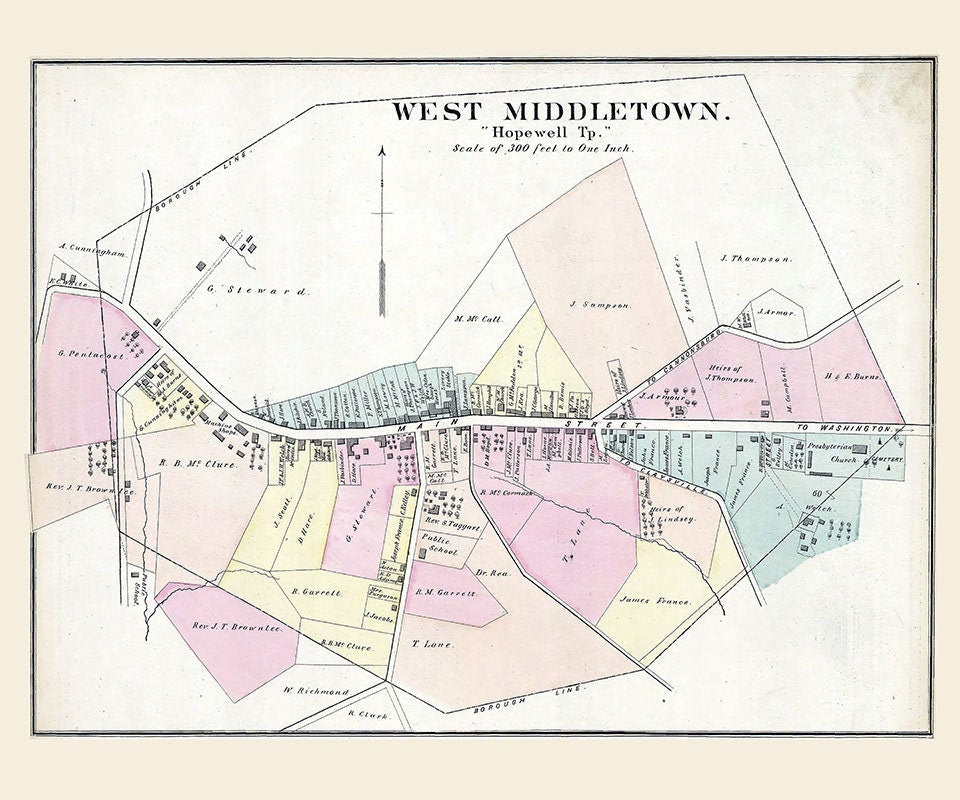 1876 Map of West Middletown Washington County Pa