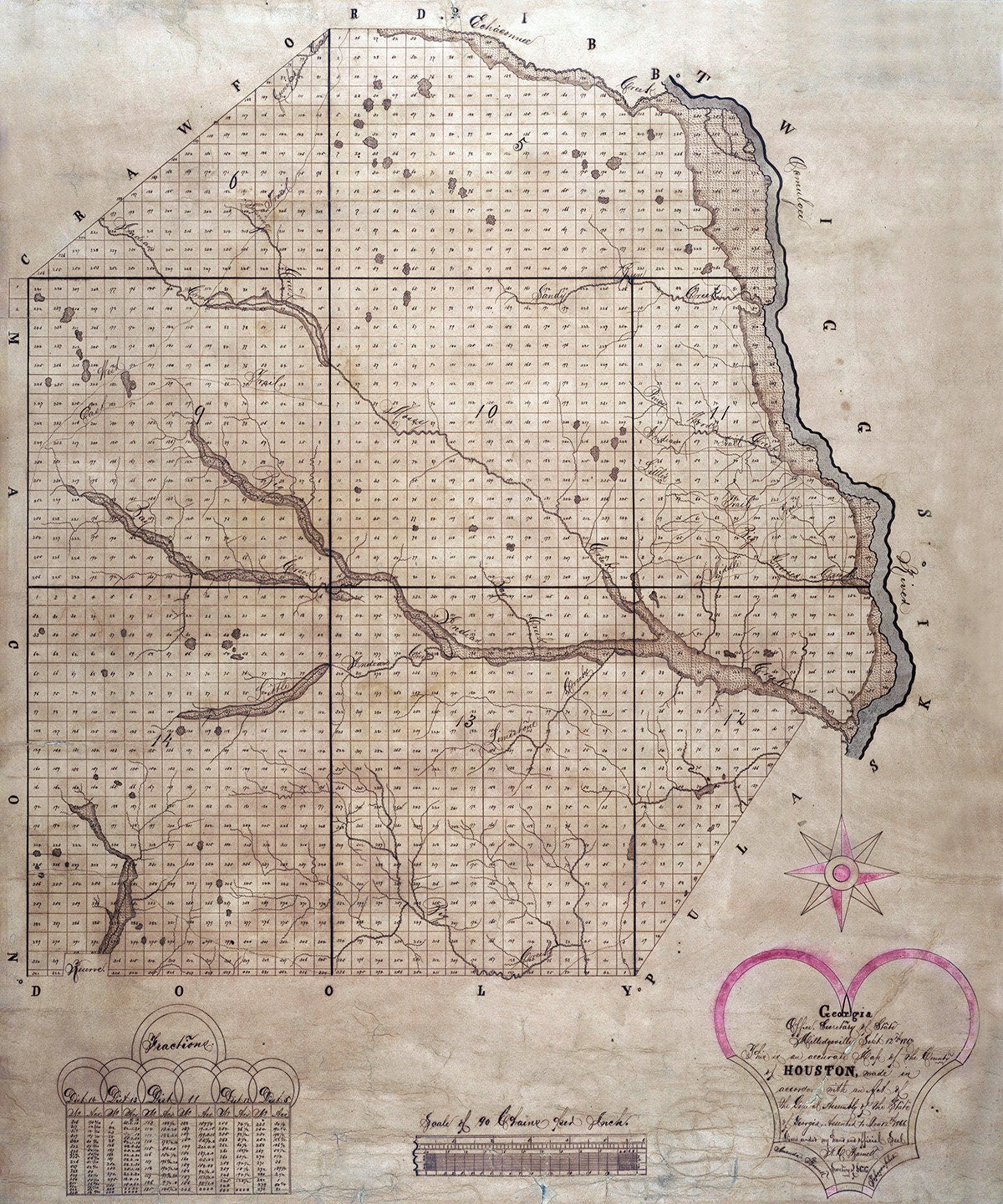 1867 Map of Houston County Georgia