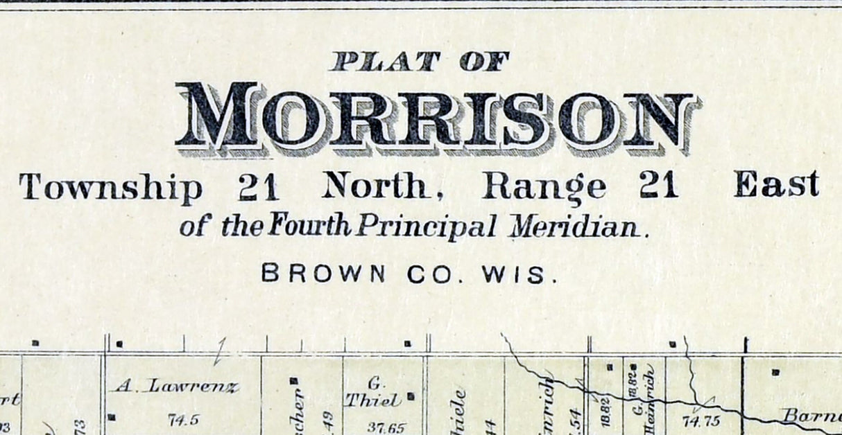 1889 Map of Morrison Township Brown County Wisconsin
