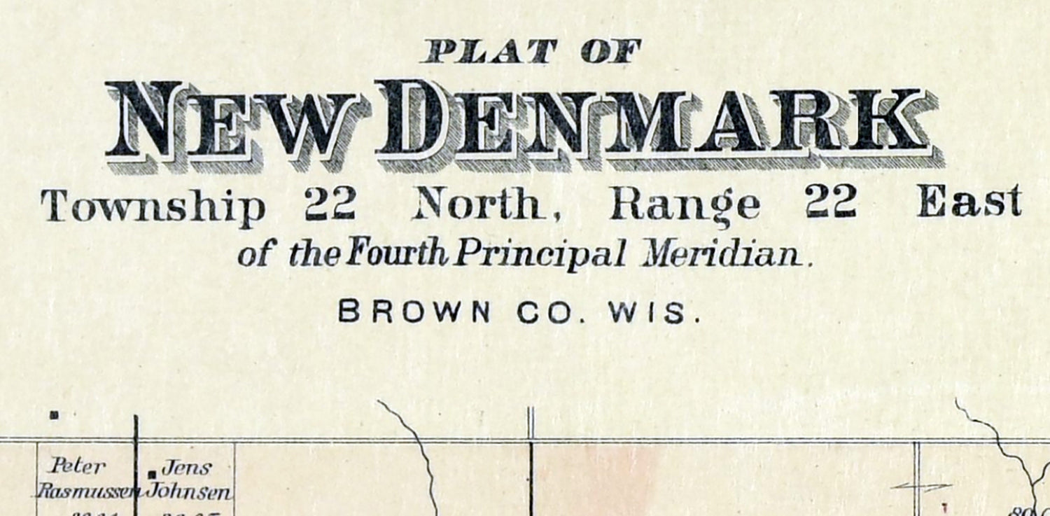 1889 Map of New Denmark Township Brown County Wisconsin