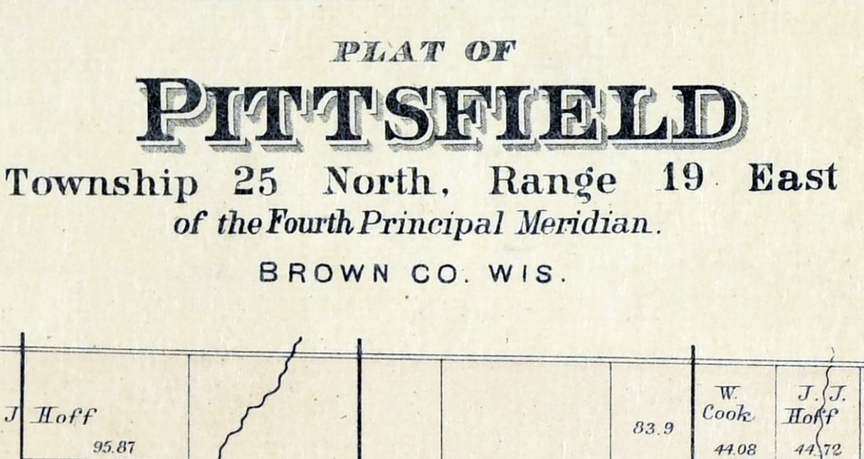 1889 Map of Pittsfield Township Brown County Wisconsin