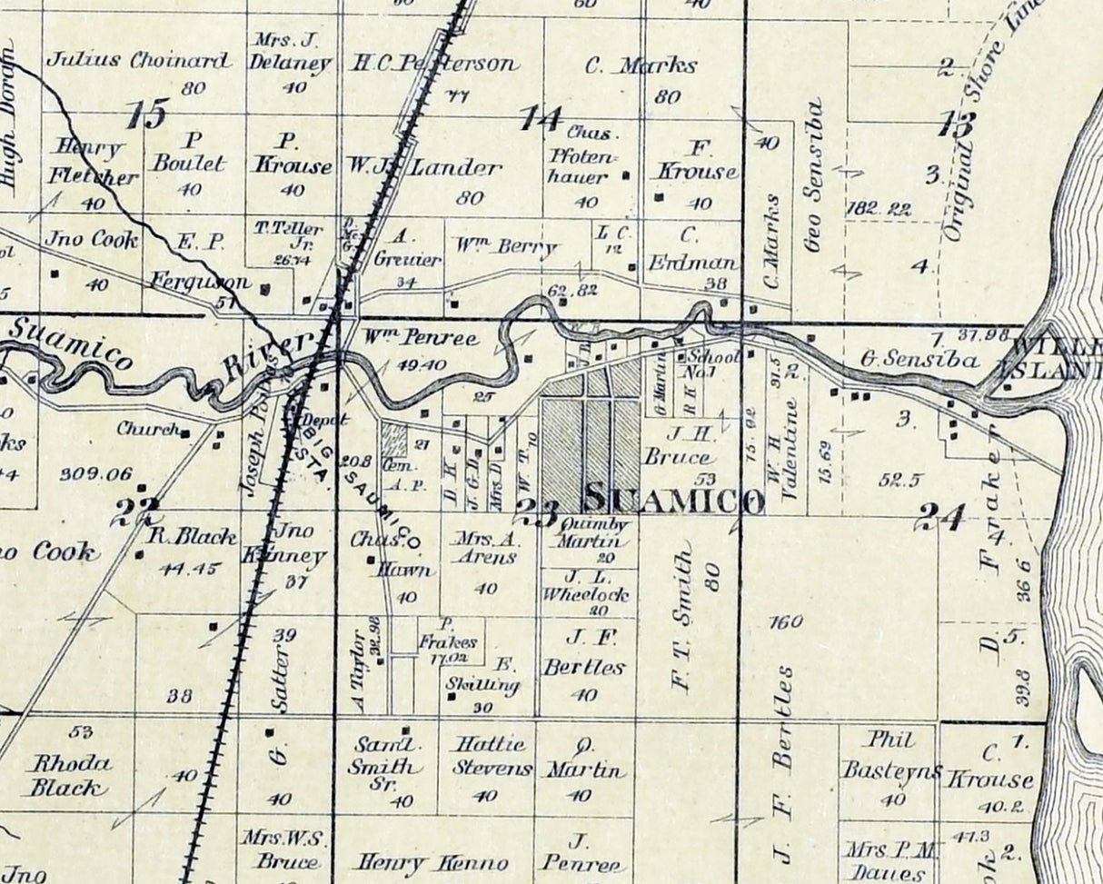 1889 Map of Suamico Township Brown County Wisconsin