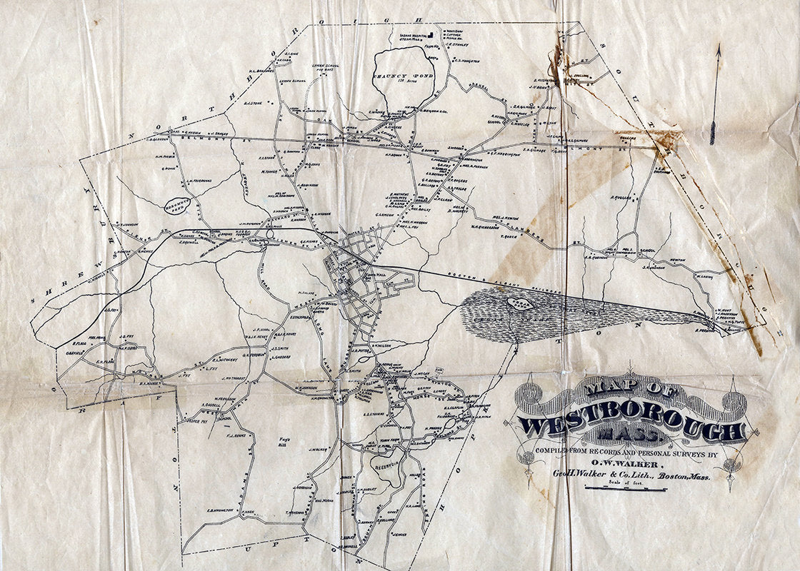 1870 Map of Westborough Worcester County Massachusetts