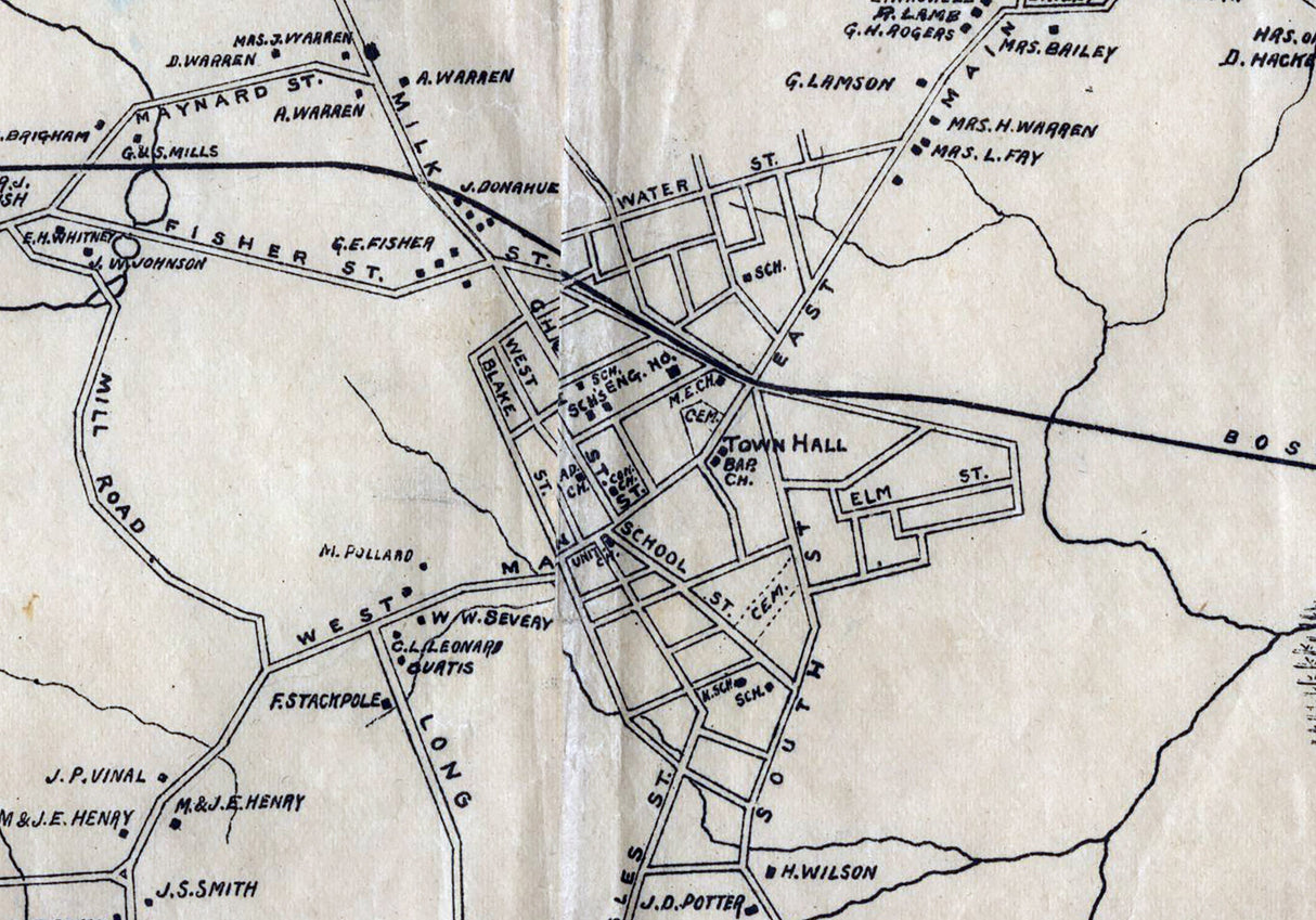 1870 Map of Westborough Worcester County Massachusetts