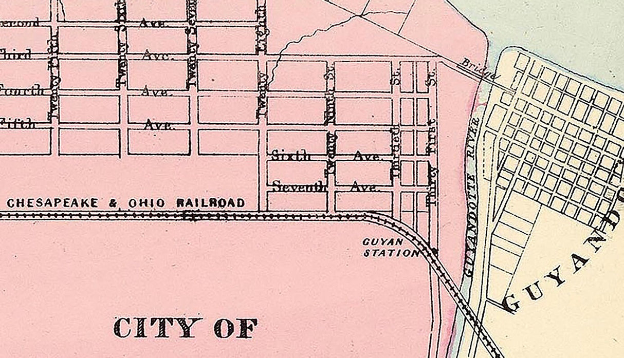 1872 Town Map of Huntington West Virginia