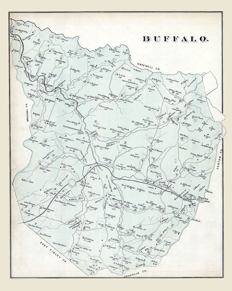 1876 Map of Buffalo Township Washington County Pa