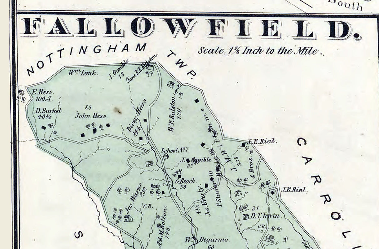 1876 Map of Fallowfield Township Washington County Pa Bentleysville
