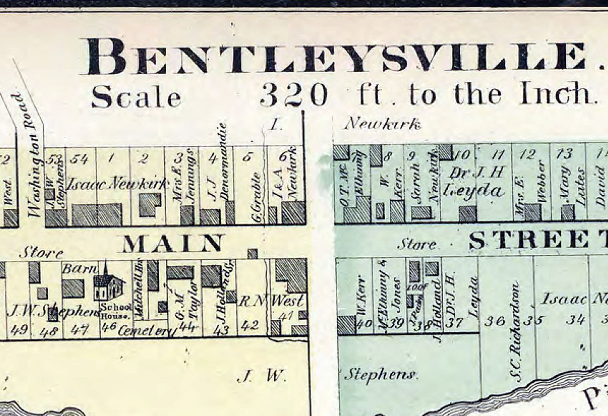 1876 Map of Fallowfield Township Washington County Pa Bentleysville