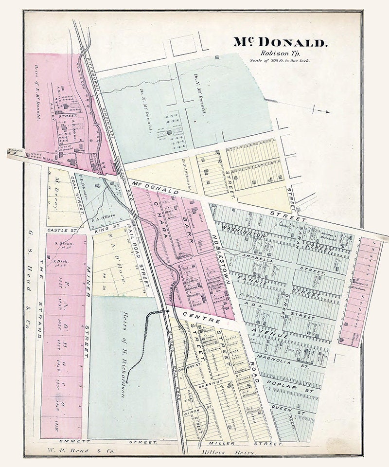 1876 Map of McDonald Washington County Pa