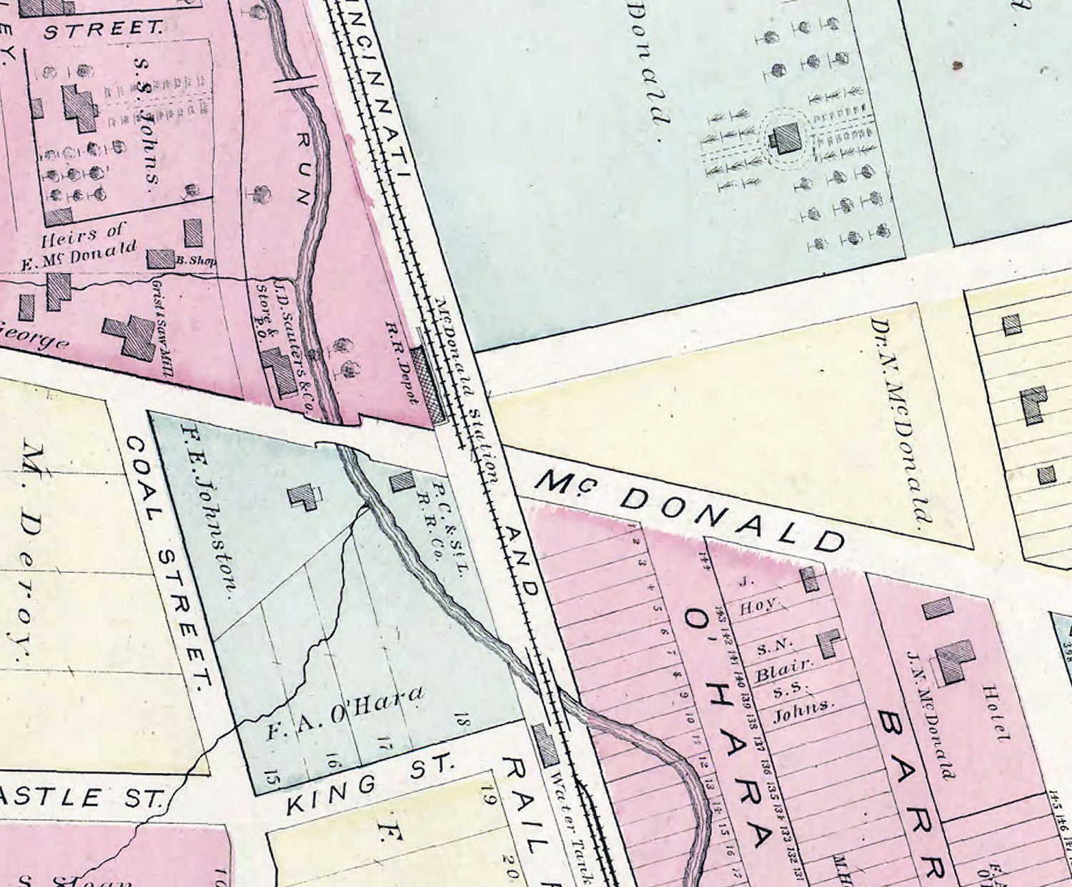 1876 Map of McDonald Washington County Pa