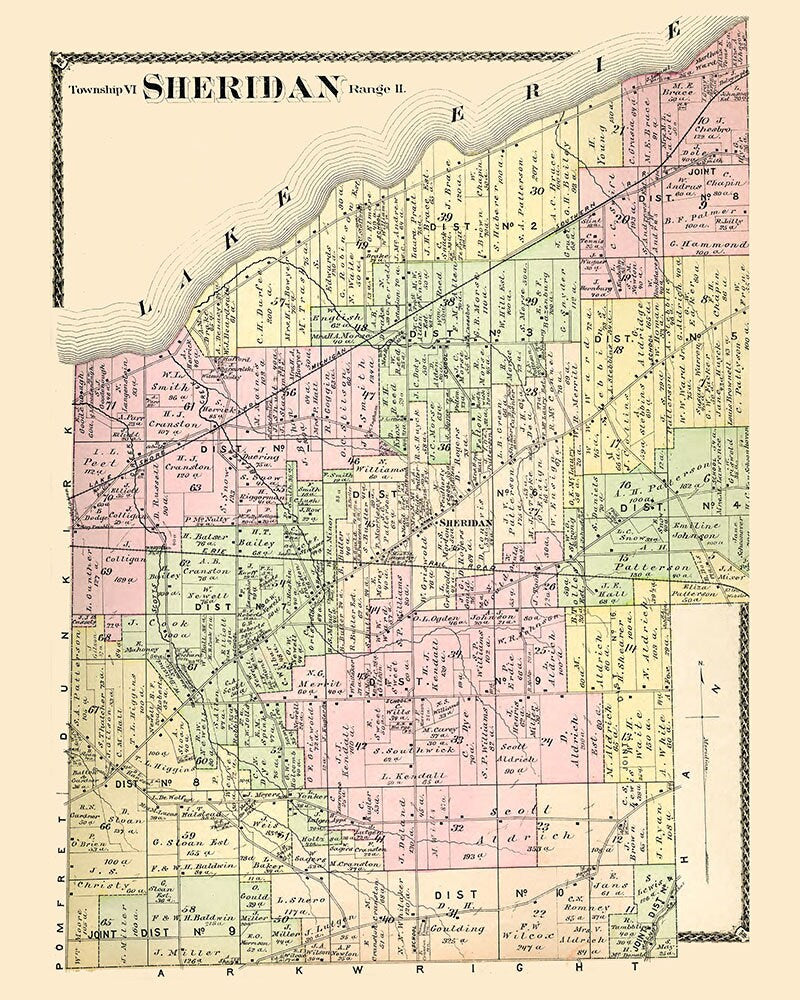1881 Map of Sheridan Chautauqua County New York