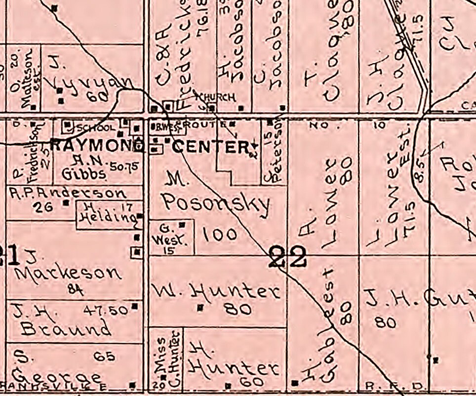 1908 Map of Raymond Township Racine County Wisconsin
