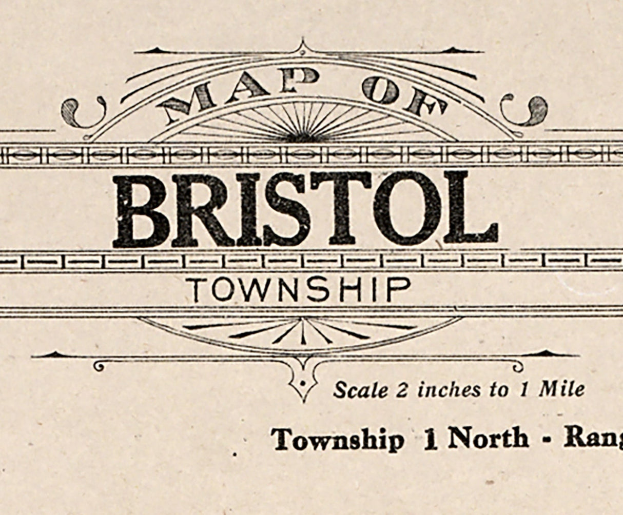 1908 Map of Bristol Township Kenosha County Wisconsin