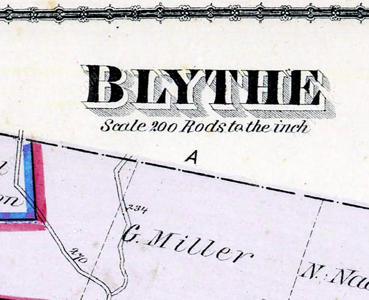 1875 Map of Blythe Township Schuylkill County Pennsylvania New Philadelphia