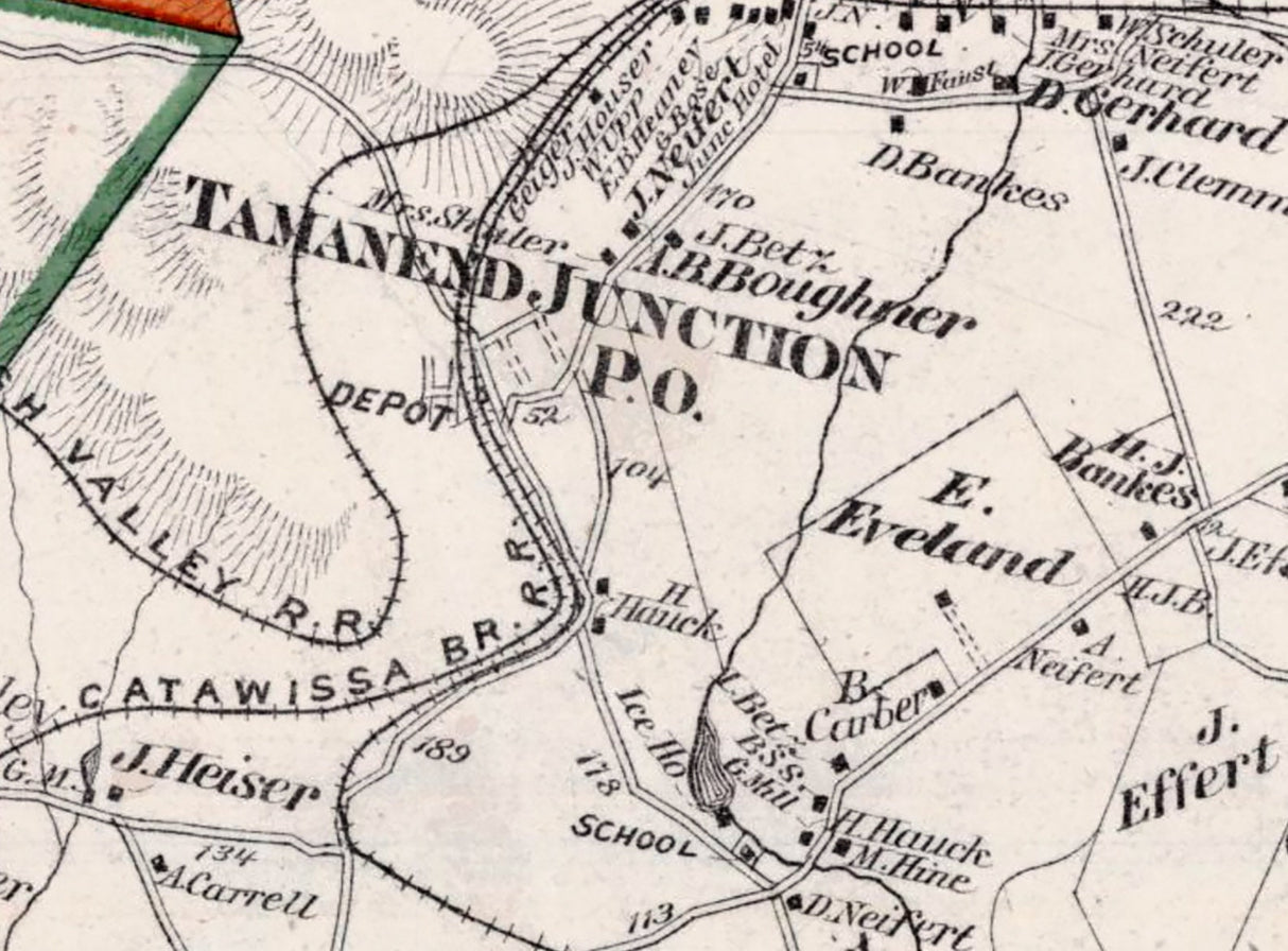 1875 Map of Rush Township Schuylkill County Pennsylvania