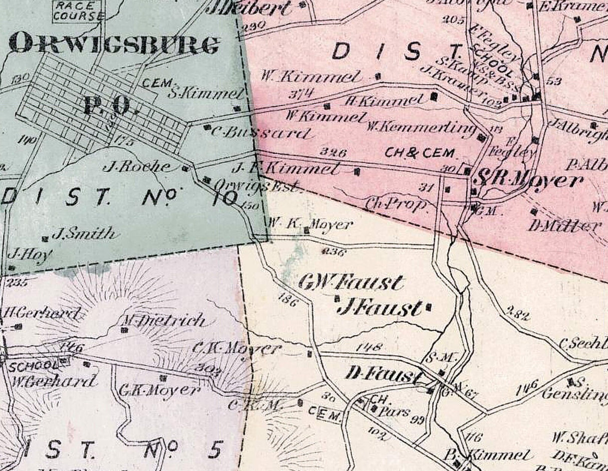 1875 Map of West Brunswick Township Schuylkill County Pennsylvania