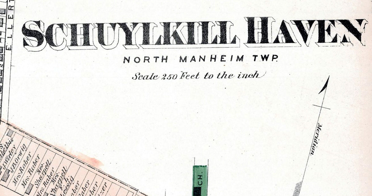 1875 Town Map of Schuylkill Haven Schuylkill County Pennsylvania