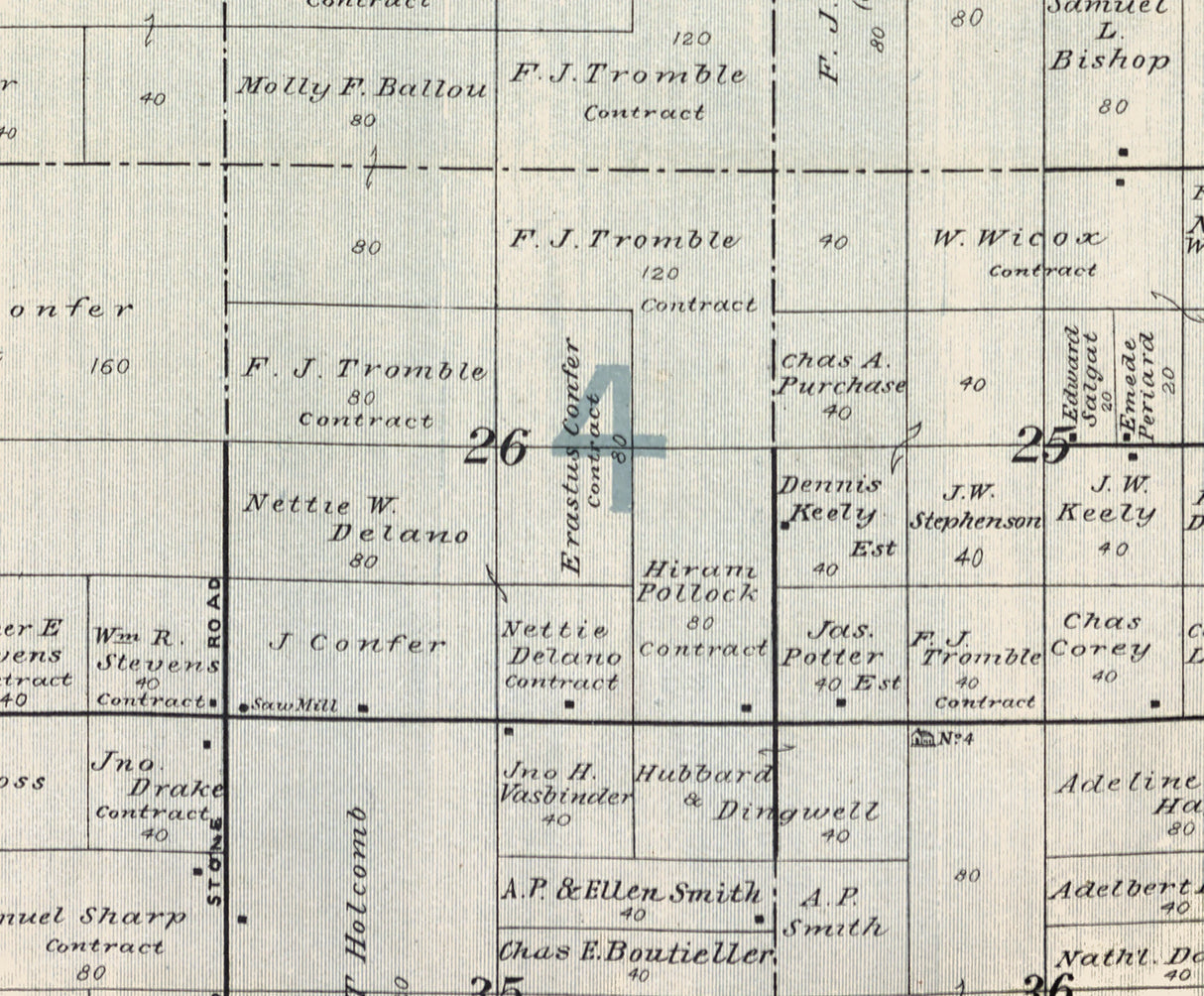 1896 Map of Garfield Township Bay County Michigan