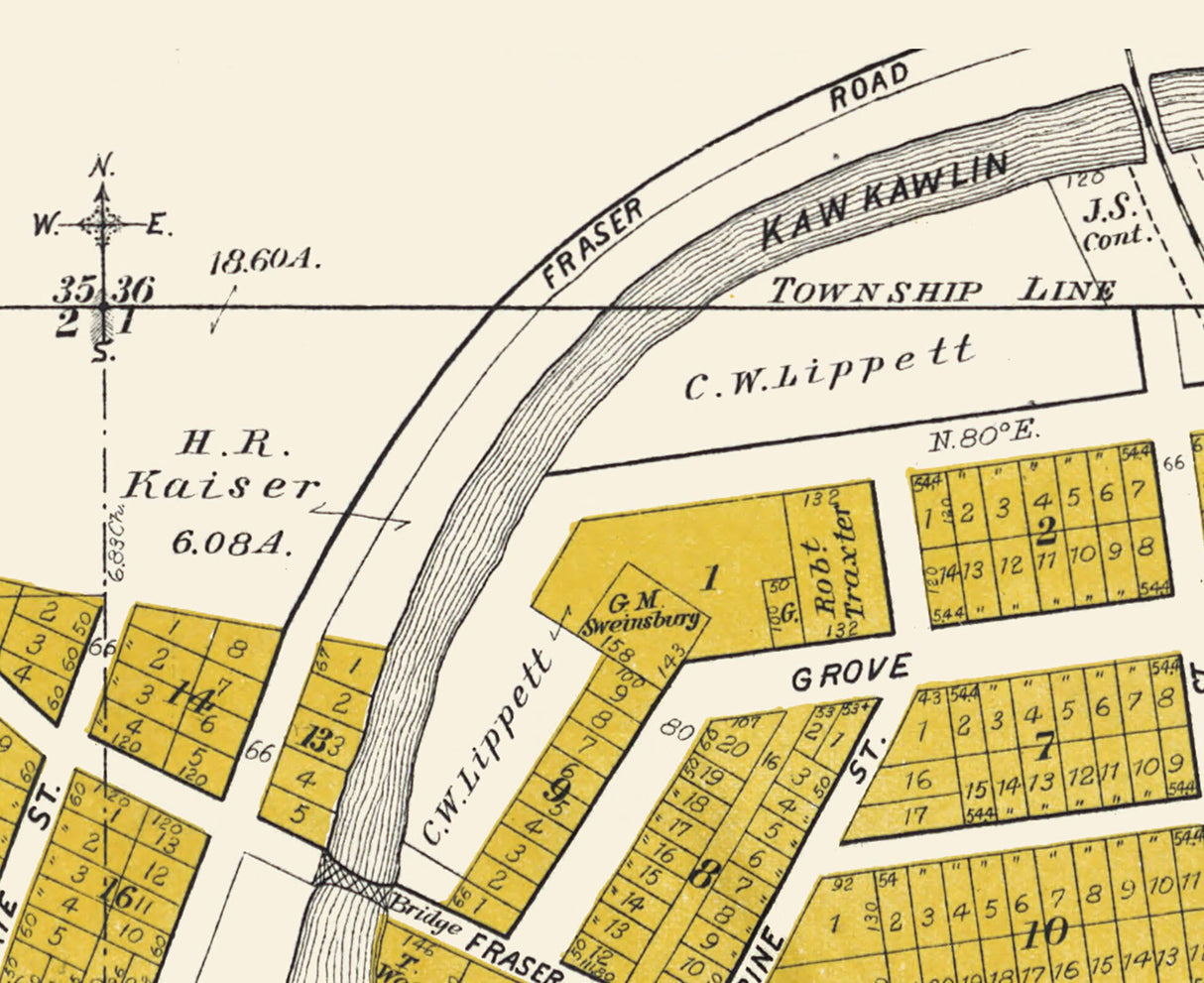 1896 Map of Kawkawlin Bay County Michigan