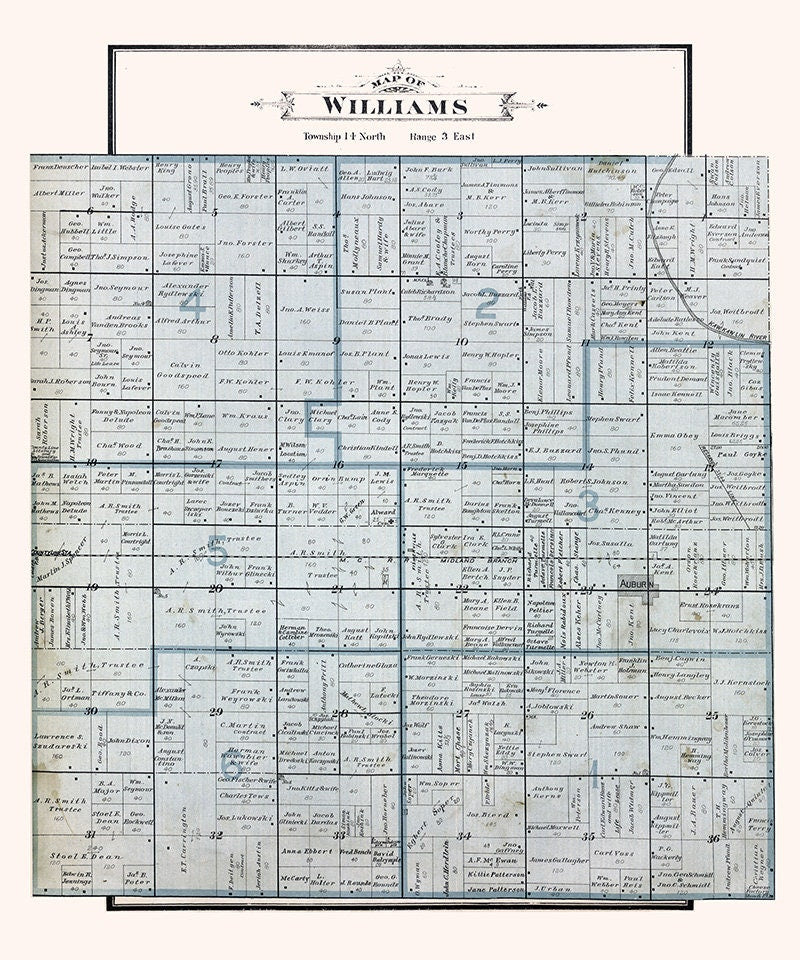 1896 Map of Williams Township Bay County Michigan