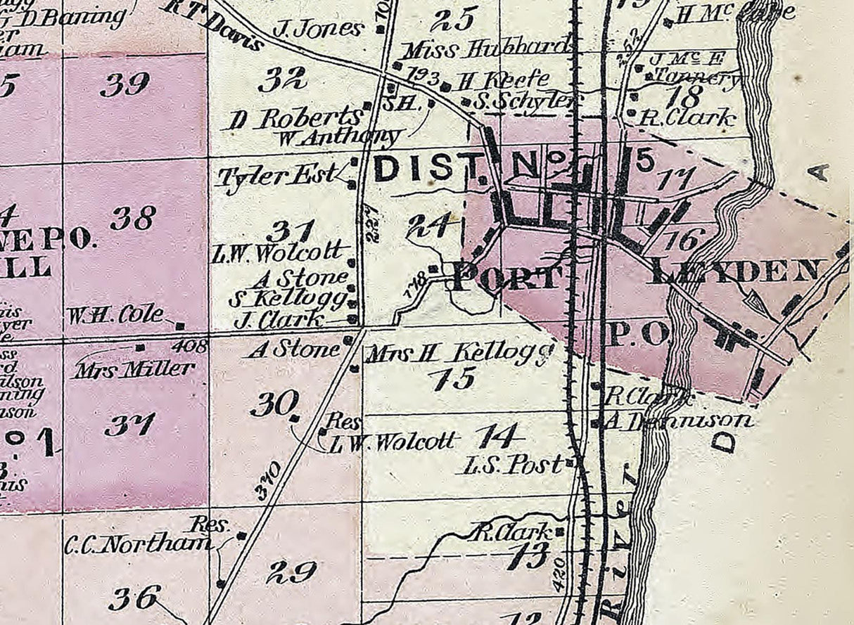 1875 Map of Leyden Township Lewis County New York