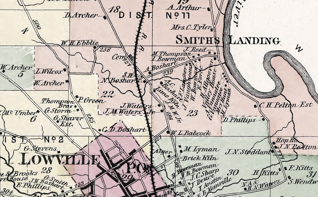 1875 Map of Lowville Township Lewis County New York