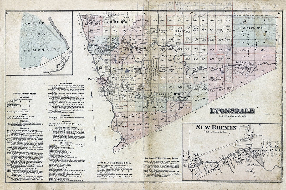 1875 Map of Lyonsdale Township Lewis County New York