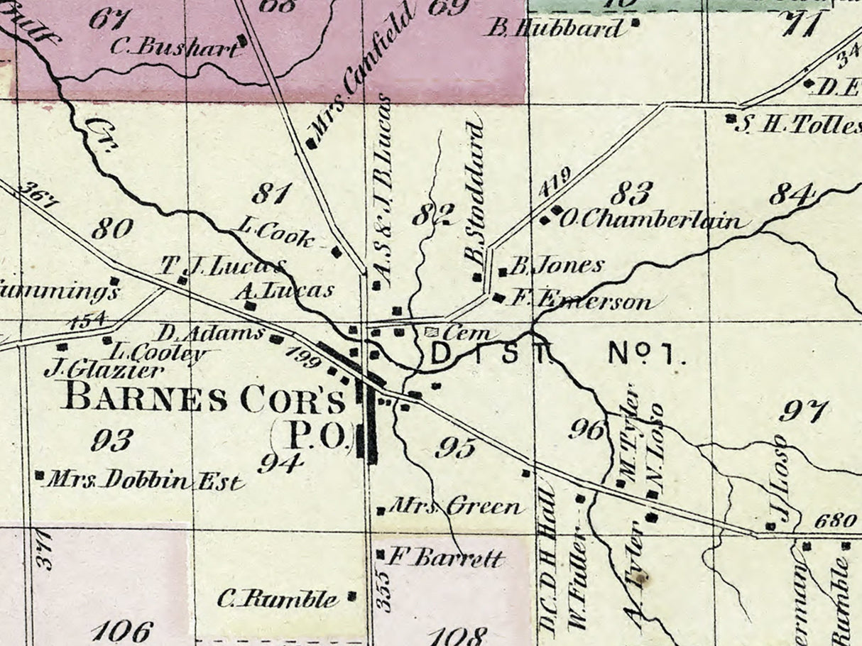 1875 Map of Pinckney Township Lewis County New York