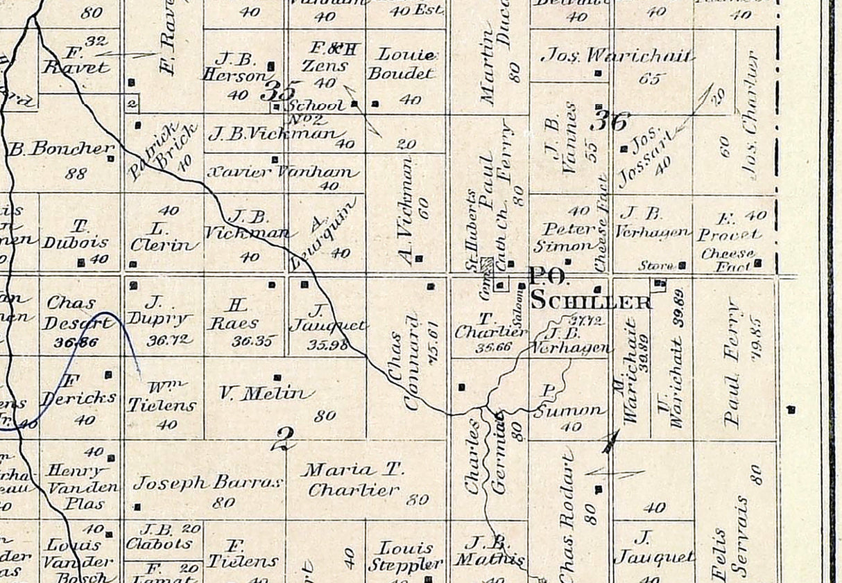1889 Map of Humboldt Township Brown County Wisconsin