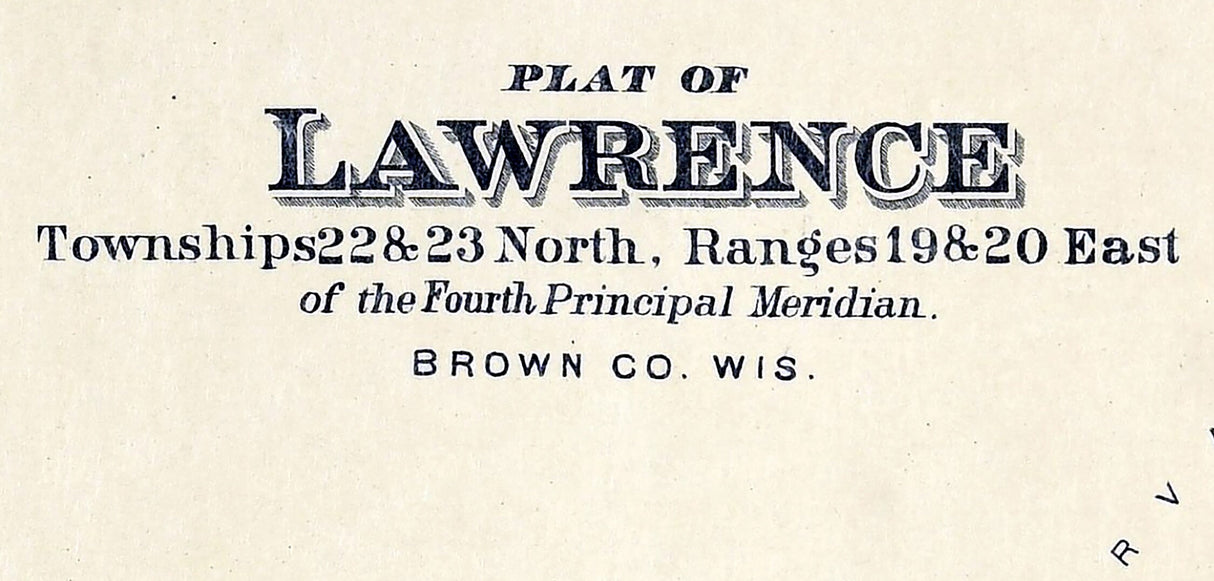 1889 Map of Lawrence Township Brown County Wisconsin