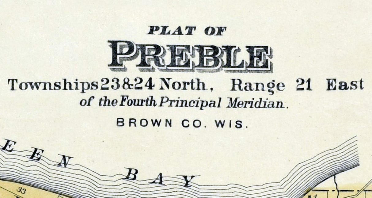 1889 Map of Preble Township Brown County Wisconsin
