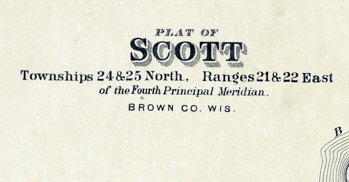 1889 Map of Scott Township Brown County Wisconsin