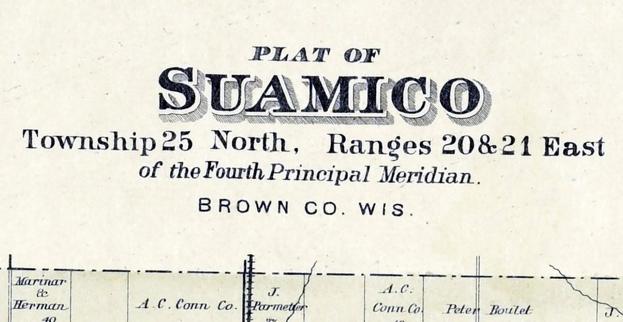 1889 Map of Suamico Township Brown County Wisconsin